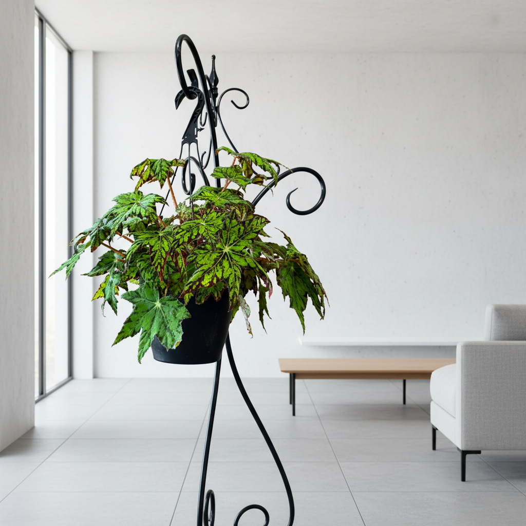 Begonia Geometry Hanging Basket (Begonia Rex-Cultorum 'Geometry') - 8 Inch Indoor Houseplant